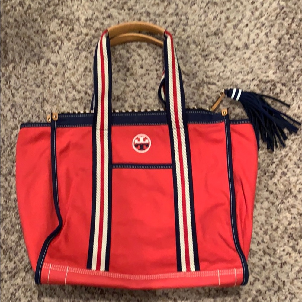 Red blue white Tory Burch Tote